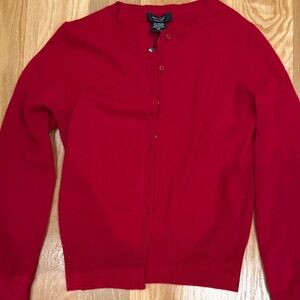 Red 100% Cashmere Cardigan Sweater